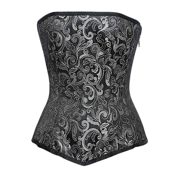 CQ 1540 CorsetsQueen Silver Brocade Authentic Steel Boned Longline Overbust Corset Straight Cut Front Closed Side Zipper 1 1024x1024.jpg CQ 1540 CorsetsQueen Silver Brocade Authentic Steel Boned Longline Overbust Corset Straight Cut Front Closed Side Zipper 1 1024x1024.jpg